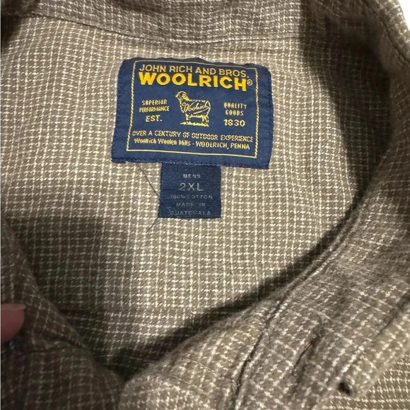 🪶 Woolrich John Rich Bros Button-Up Shirt 🤎 Brown Check XXL - Picture 2 of 3